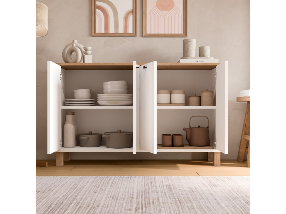 "Nord" Wooden Console Table - 120 x 29 x 74 cm - White
