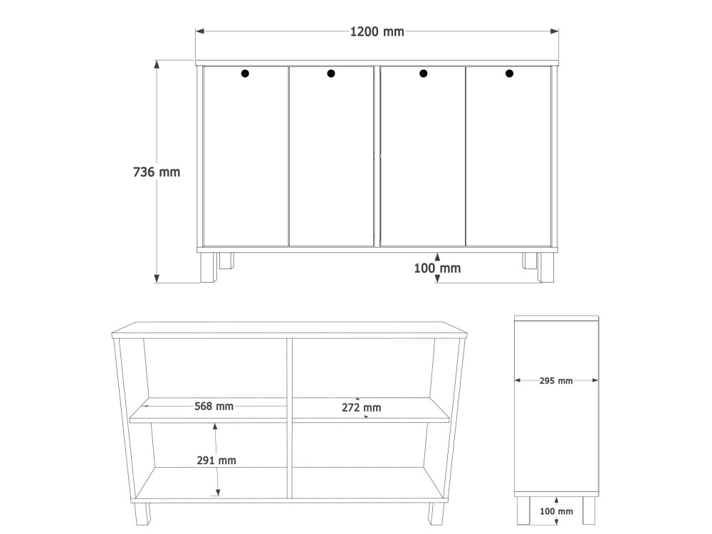 "Nord" Wooden Console Table - 120 x 29 x 74 cm - White