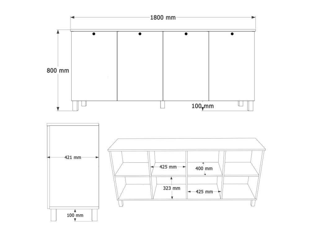 "Nord" Wooden Console Table - 180 x 42 x 80 cm - White