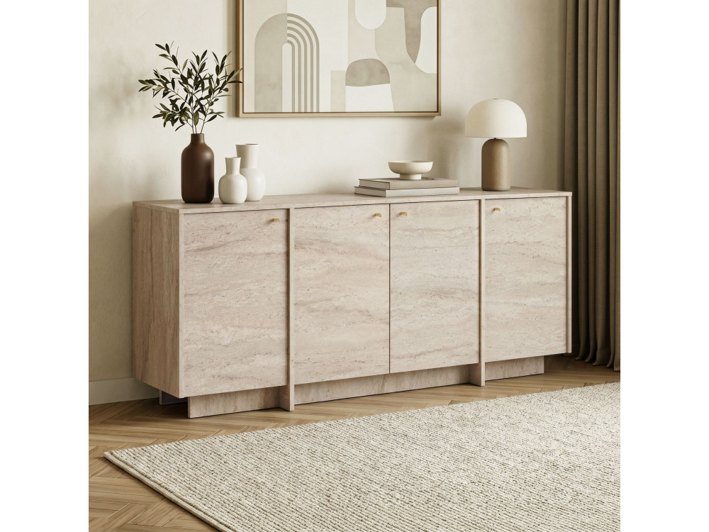 "Varen" Wooden Console Table - 180 x 45 x 82 cm - Travertine