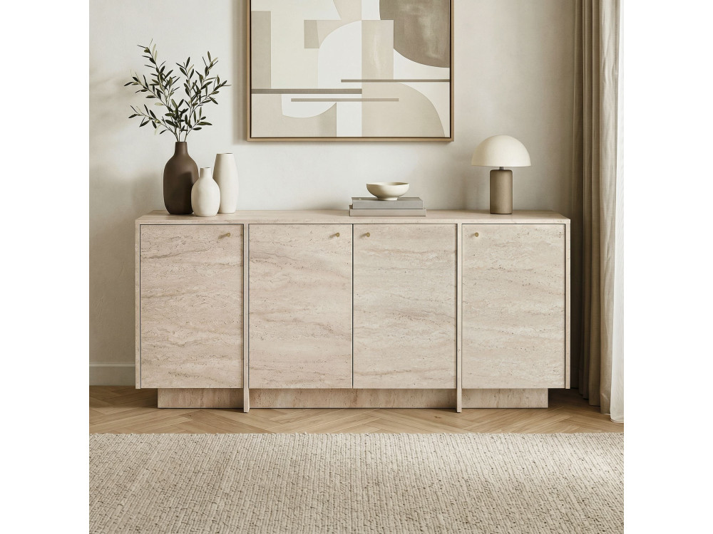 "Varen" Wooden Console Table - 180 x 45 x 82 cm - Travertine