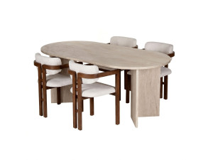 "Meridia 4" Wooden Dining Table and Chair Set (5-Piece) - 180 x 90 x 75 cm - White