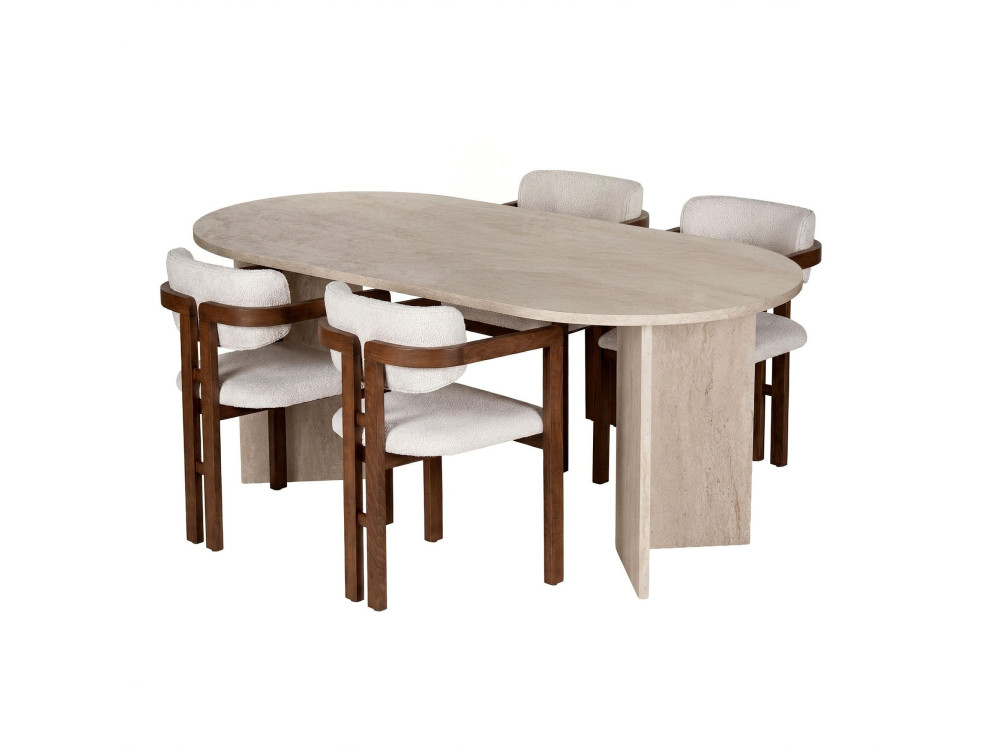 "Meridia 4" Wooden Dining Table and Chair Set (5-Piece) - 180 x 90 x 75 cm - White