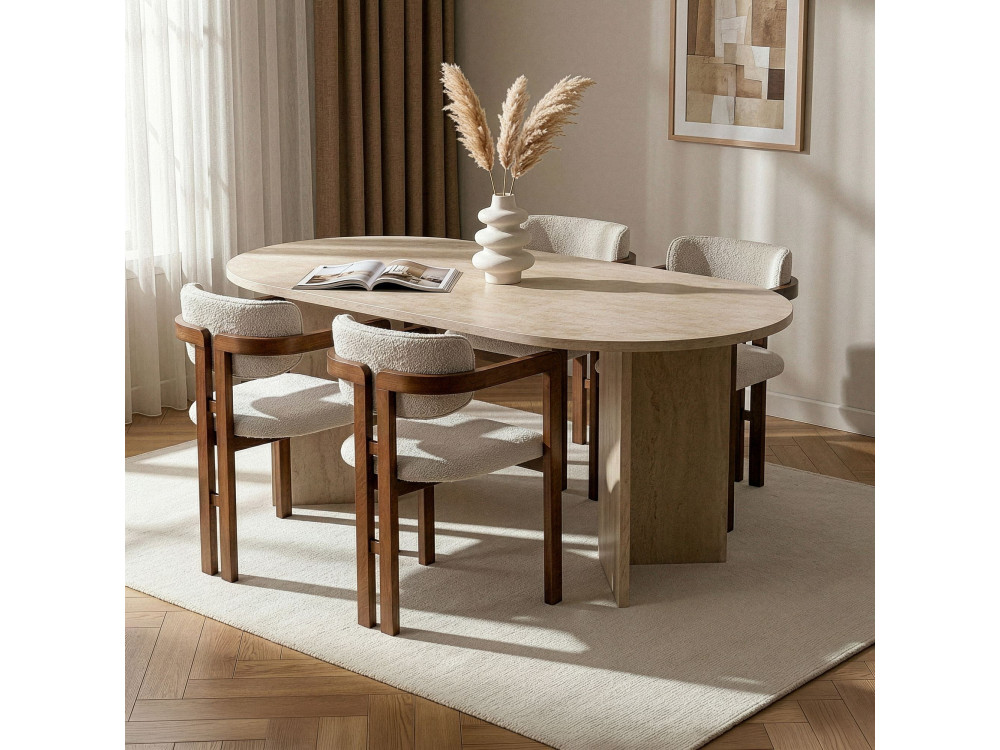 "Meridia 4" Wooden Dining Table and Chair Set (5-Piece) - 180 x 90 x 75 cm - White