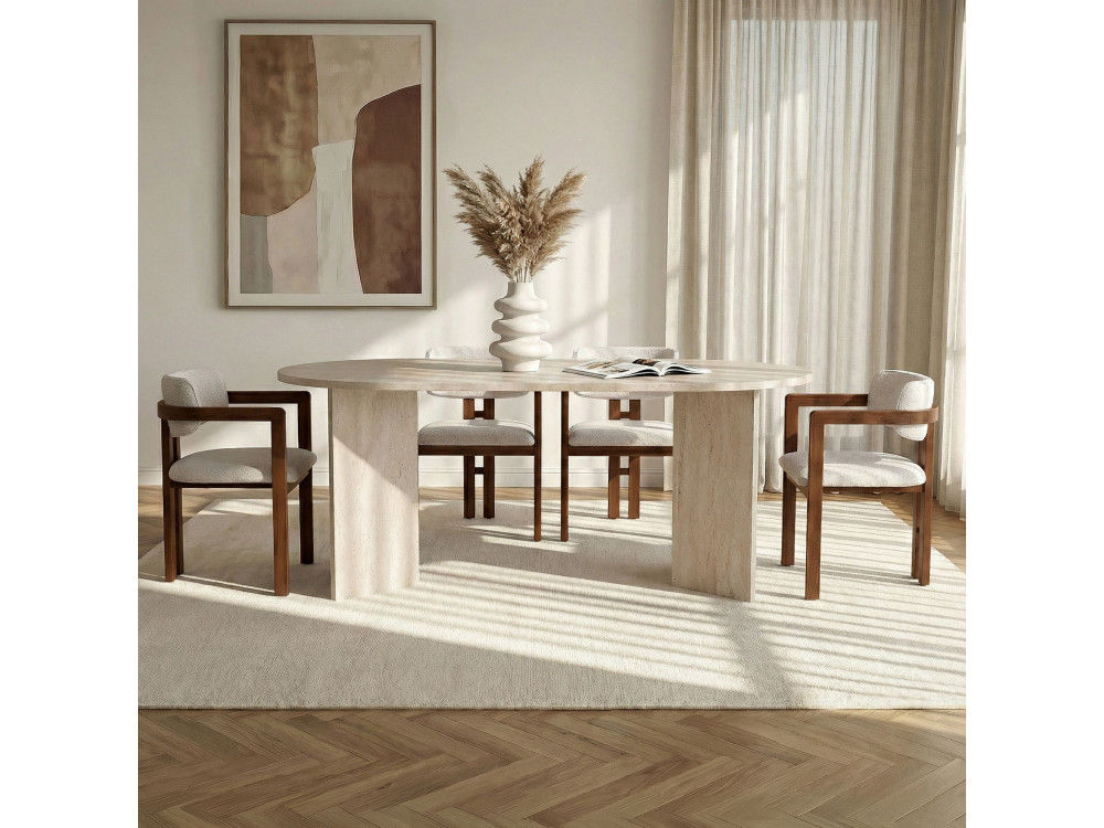 "Meridia 4" Wooden Dining Table and Chair Set (5-Piece) - 180 x 90 x 75 cm - White