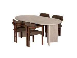 "Meridia 4" Wooden Dining Table and Chair Set (5-Piece) - 180 x 90 x 75 cm - Brown