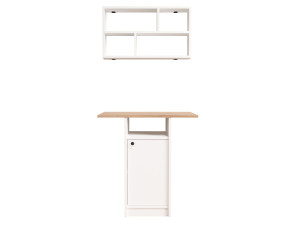 "Nord" Wooden Dining Table and Wall Shelf Set (2-Piece) - 72 x 44 x 74 cm - White