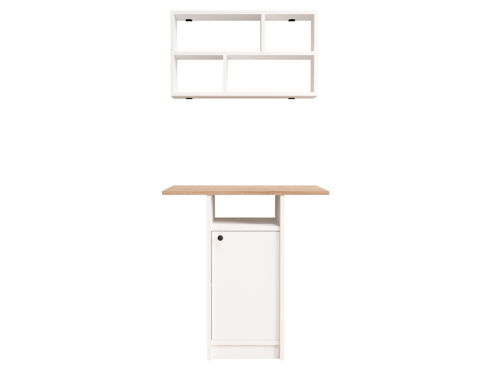 "Nord" Wooden Dining Table and Wall Shelf Set (2-Piece) - 72 x 44 x 74 cm - White