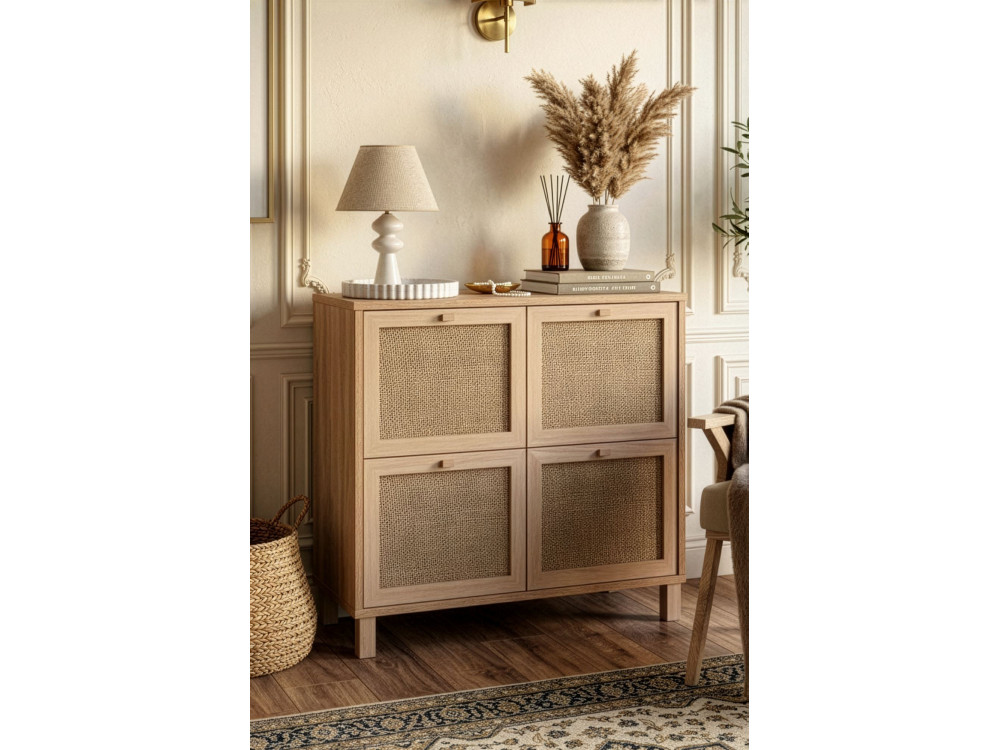"Dune" Wooden Shoe Cabinet - 90 x 35 x 85 cm - Oak