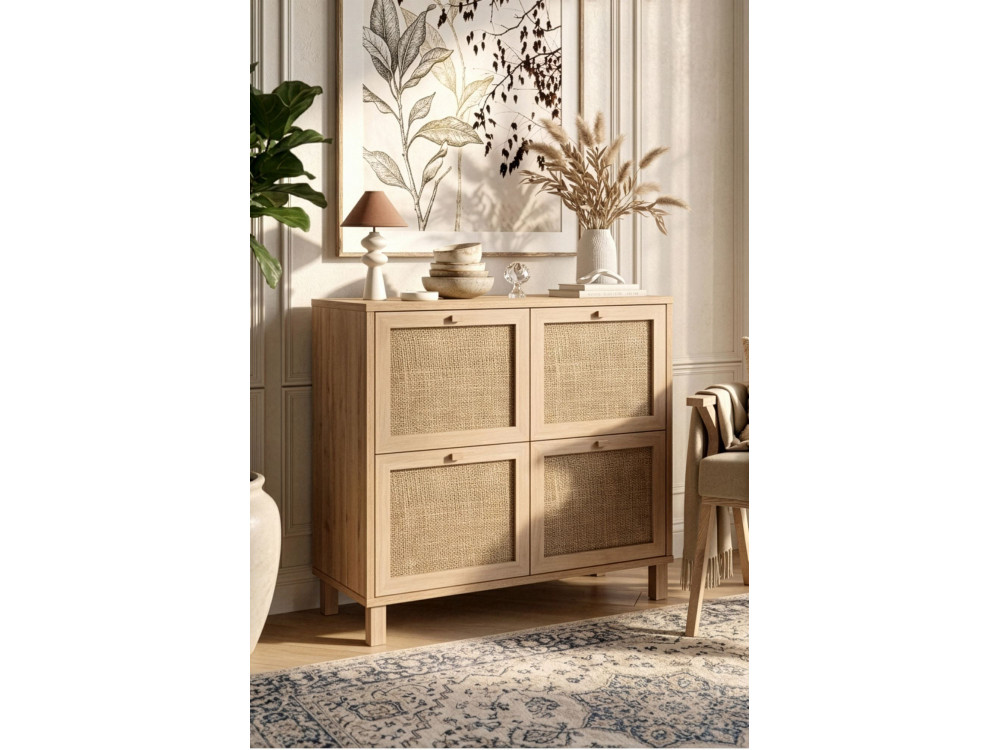 "Dune" Wooden Shoe Cabinet - 90 x 35 x 85 cm - Oak
