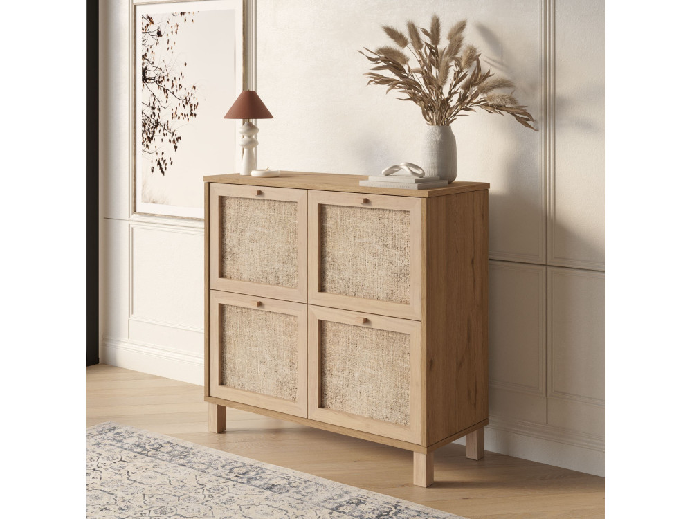 "Dune" Wooden Shoe Cabinet - 90 x 35 x 85 cm - Oak