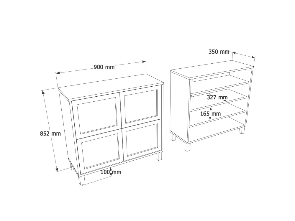 "Dune" Wooden Shoe Cabinet - 90 x 35 x 85 cm - Oak
