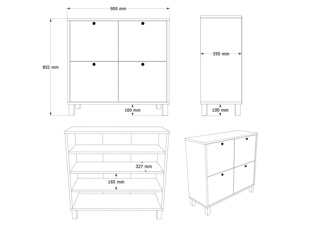 "Nord" Wooden Shoe Cabinet - 90 x 35 x 85 cm - White