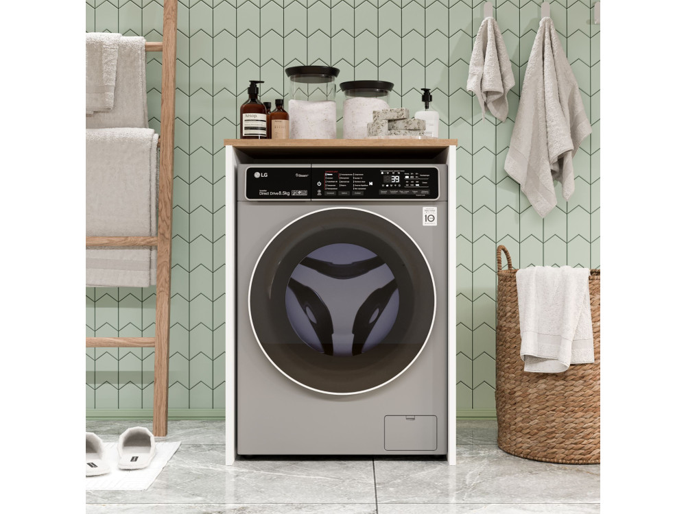 "Nord" Wooden Washer Cabinet - 66 x 60 x 92 cm - White
