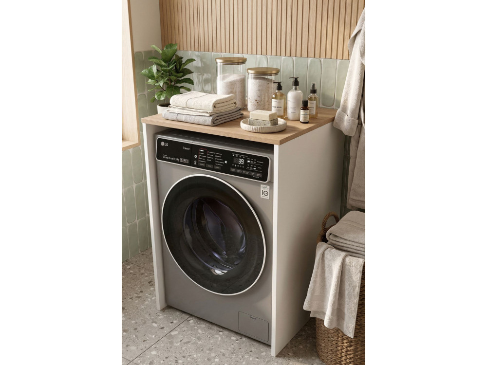 "Nord" Wooden Washer Cabinet - 66 x 60 x 92 cm - White