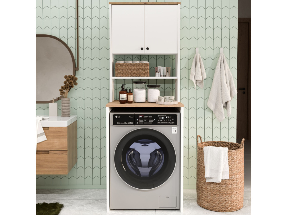 "Nord" Wooden Washing Machine Cabinet - 66 x 60 x 183 cm - White