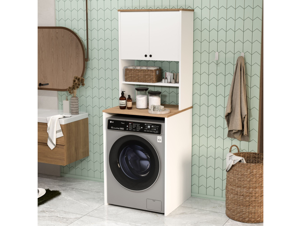"Nord" Wooden Washing Machine Cabinet - 66 x 60 x 183 cm - White