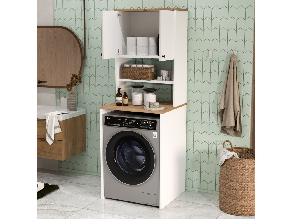 "Nord" Wooden Washing Machine Cabinet - 66 x 60 x 183 cm - White