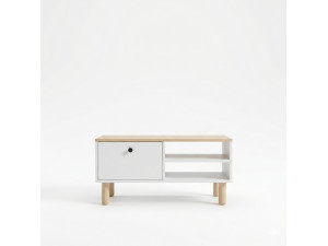 "Aris" Wooden Coffee Table - 90 x 38.8 x 60 cm - Sapphire Oak / White