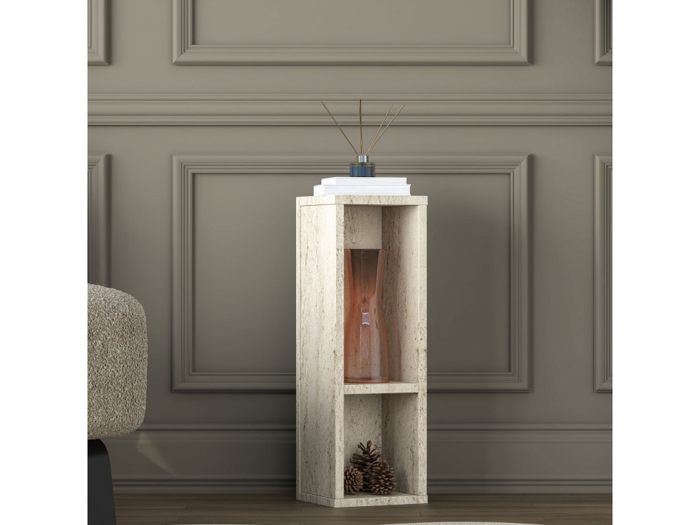 "AD108" Wooden Side Table - 20 x 18 x 60 cm - Travertine