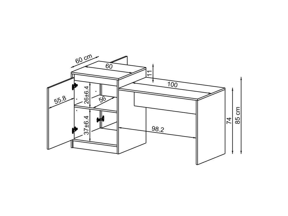 "2784" Wooden Kitchen Table - 160 x 60 x 85 cm - White