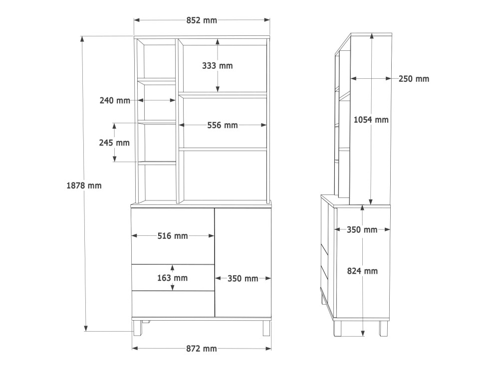 "Mood" Wooden Bookcase - 85 x 35 x 188 cm - Beige