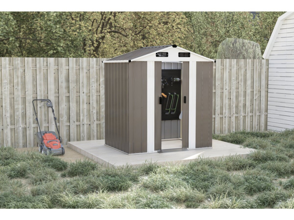 "Dallas II" Metal Garden Shed - 2.17 m² - Taupe