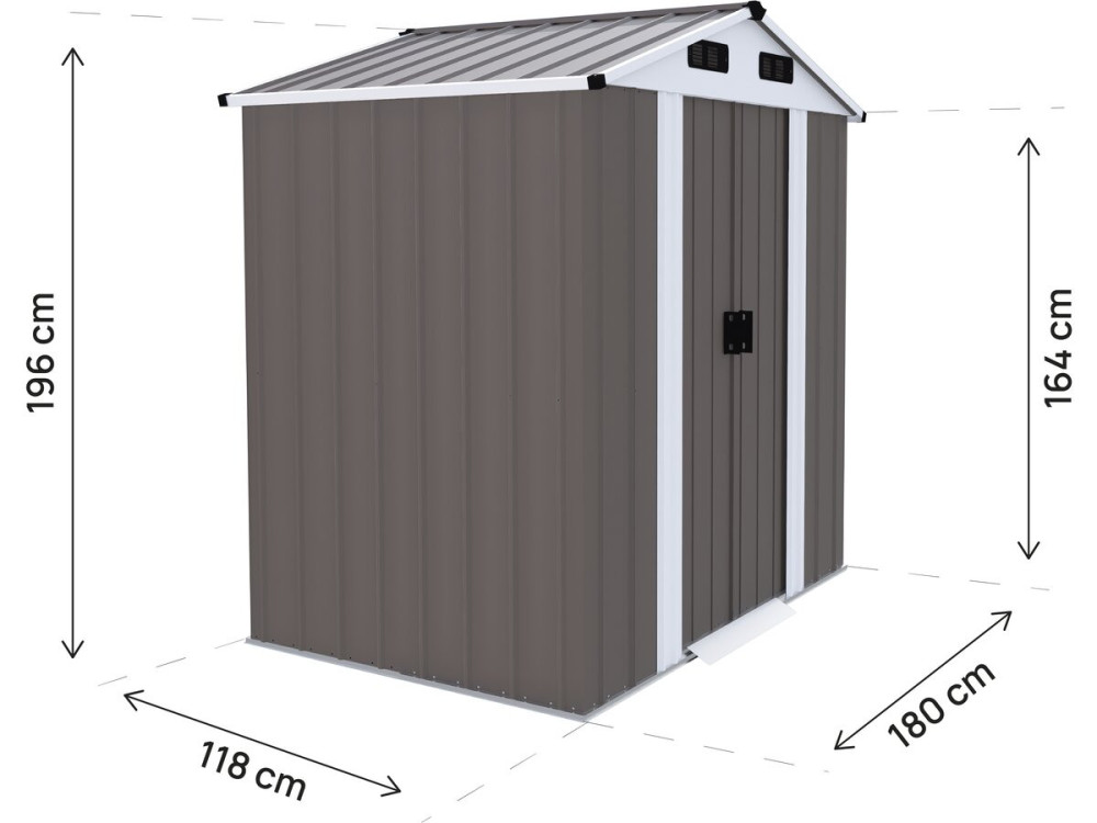 "Dallas II" Metal Garden Shed - 2.17 m² - Taupe