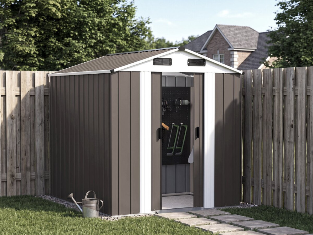 "Dallas" Metal Garden Shed - 4.12 m² - Taupe