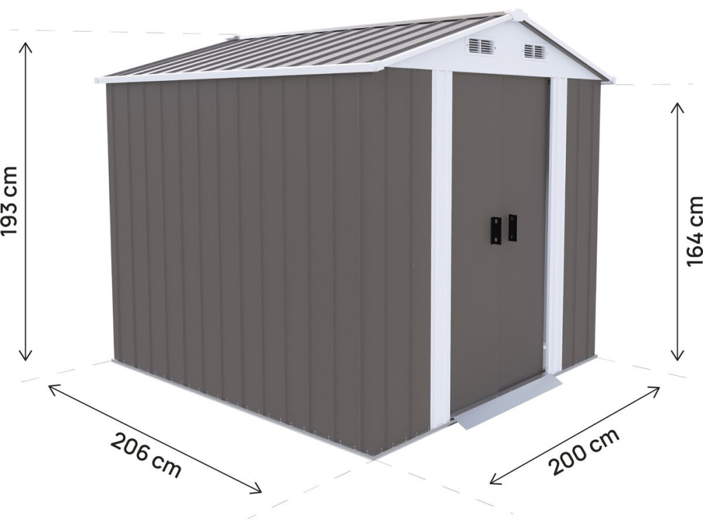 "Dallas" Metal Garden Shed - 4.12 m² - Taupe