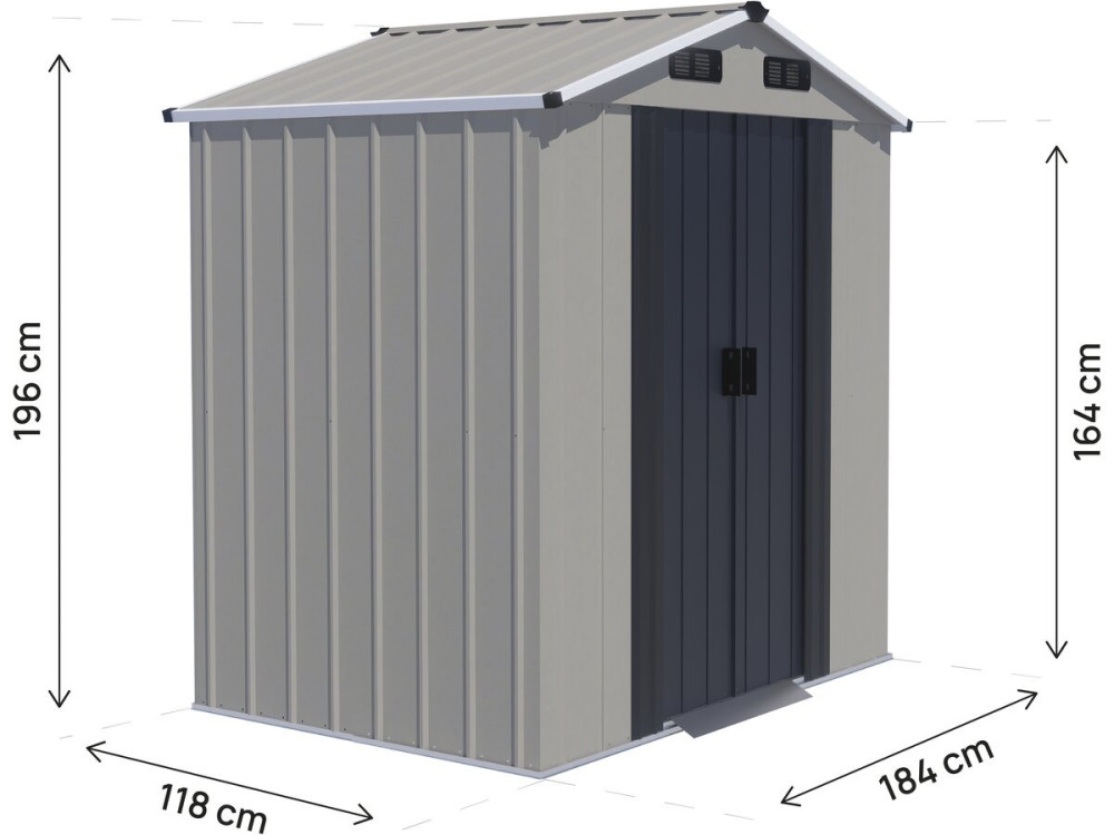 "Nebraska" Metal Garden Shed - 2.17 m² - Gray