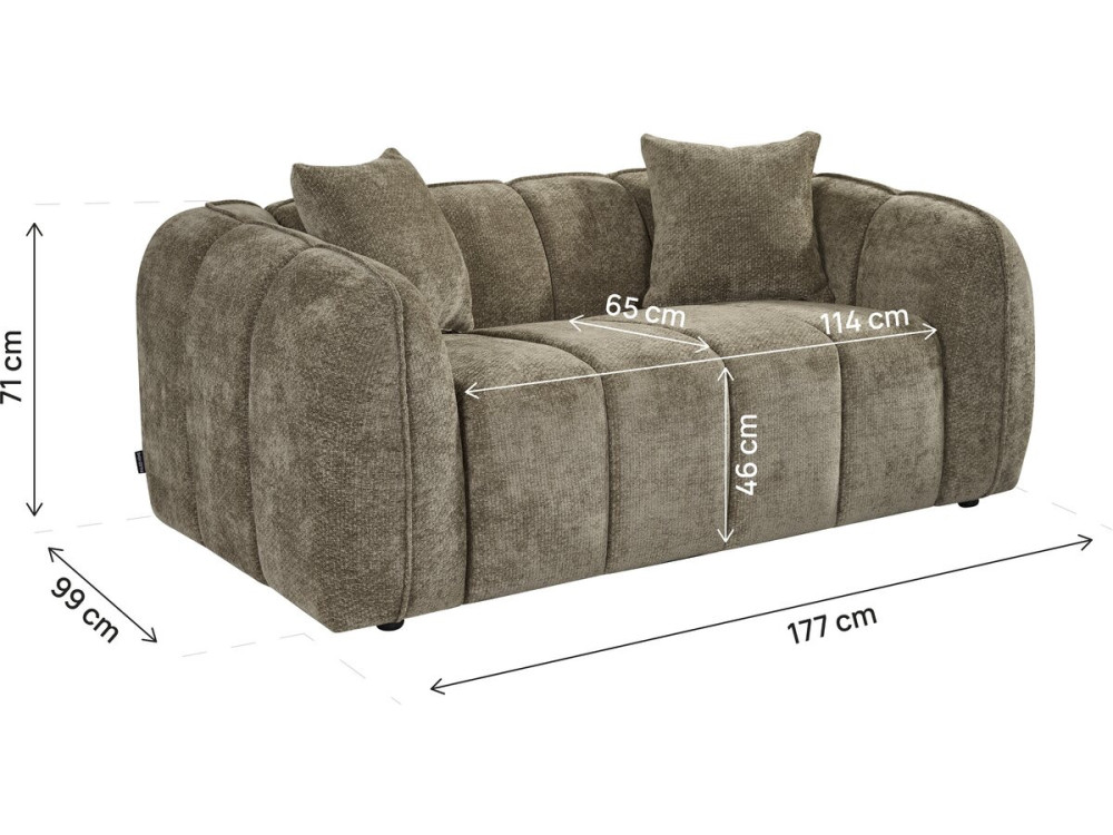 Straight "Bubble" Style Sofa in "Wagram" Fabric - 2-Seater - Brown