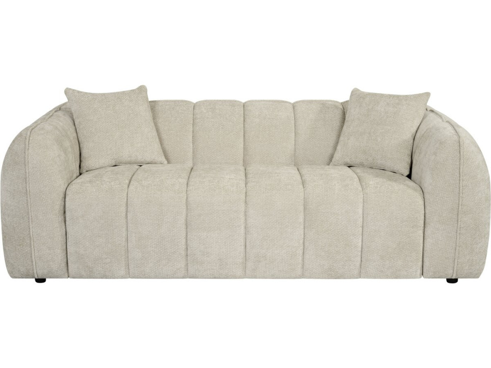 "Wagram" Fabric Bubble-Style Straight Sofa - 3-Seater - Beige