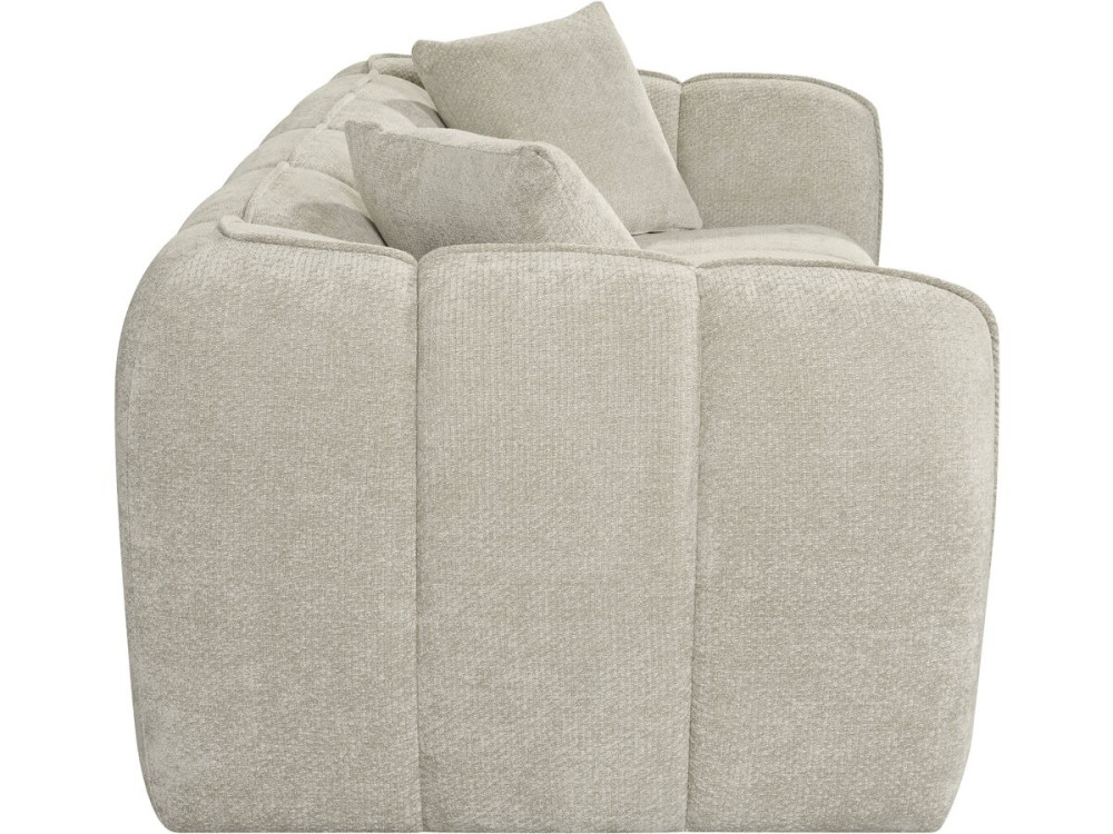 "Wagram" Fabric Bubble-Style Straight Sofa - 3-Seater - Beige