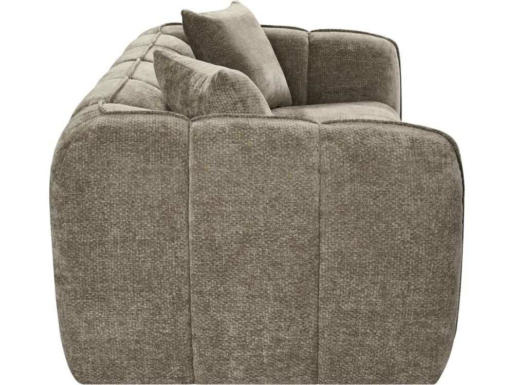 "Wagram" Fabric Bubble-Style Straight Sofa - 3-Seater - Brown
