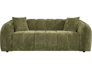 "Wagram" Fabric Bubble-Style Straight Sofa - 3-Seater - Green