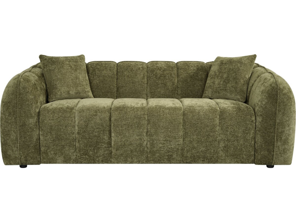 "Wagram" Fabric Bubble-Style Straight Sofa - 3-Seater - Green