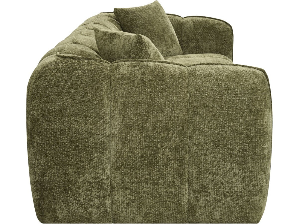 "Wagram" Fabric Bubble-Style Straight Sofa - 3-Seater - Green