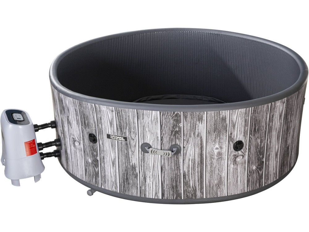 "Antibes" Semi-Rigid Inflatable Hot Tub with Wood-Look PVC Finish - 6-Person - Gray