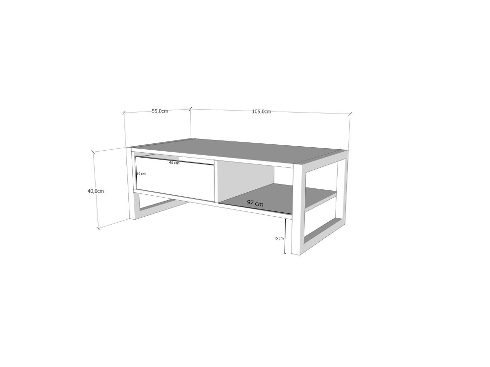 "Haldizen" Wooden Coffee Table - 105 x 55 x 40 cm - Brown