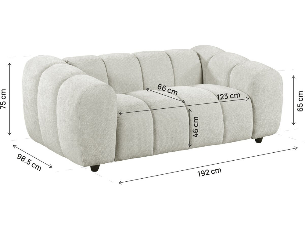 "Courcelles" Fabric Bubble-Style Straight Sofa - 2-Seater - Beige