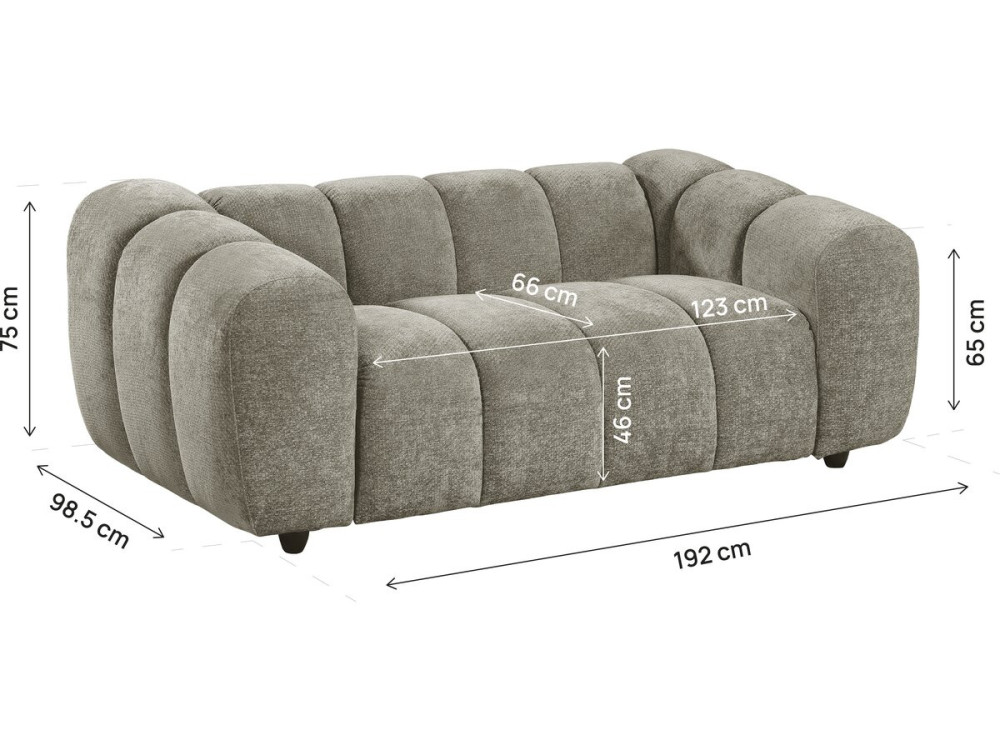 "Courcelles" Fabric Bubble-Style Straight Sofa - 2-Seater - Brown