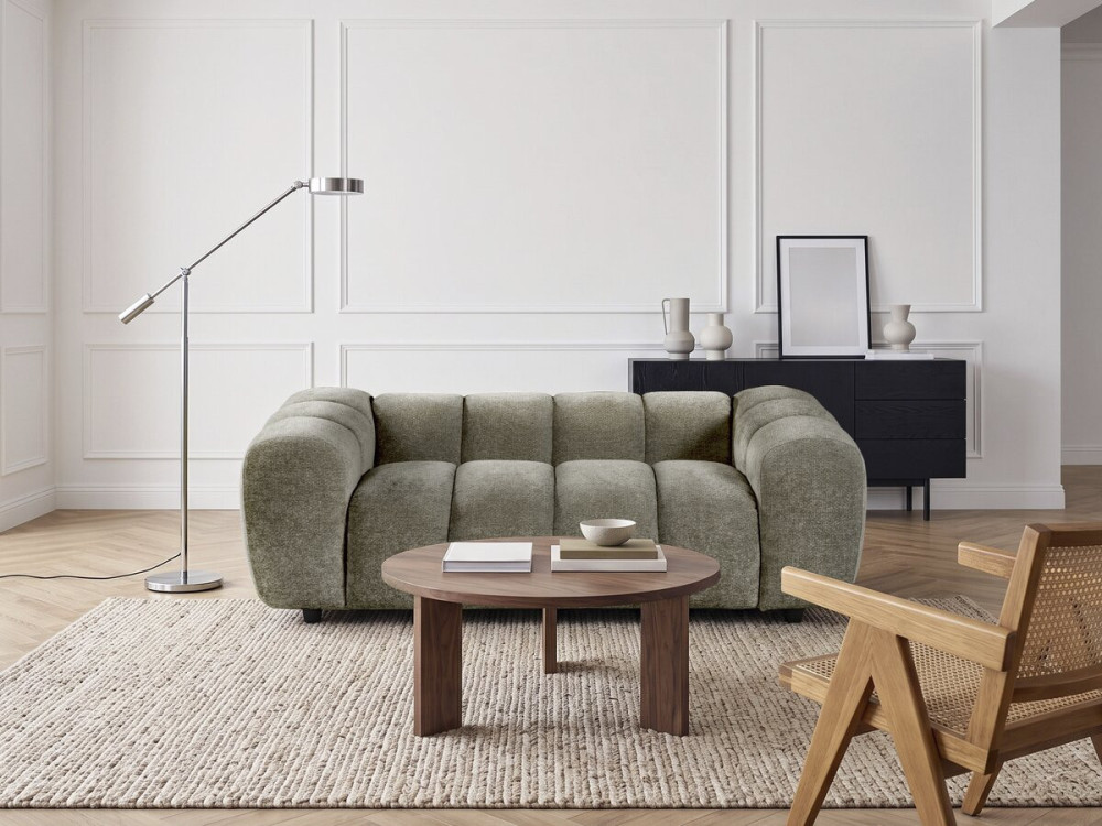 "Courcelles" Fabric Bubble-Style Straight Sofa - 2-Seater - Brown