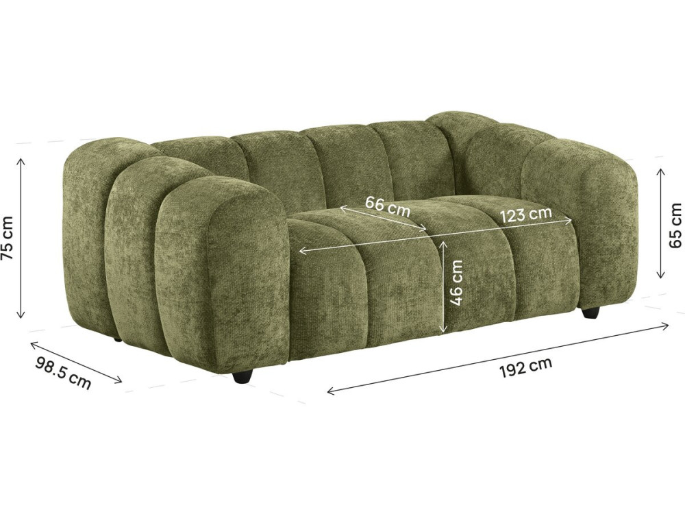 "Courcelles" Fabric Bubble-Style Straight Sofa - 2-Seater - Green