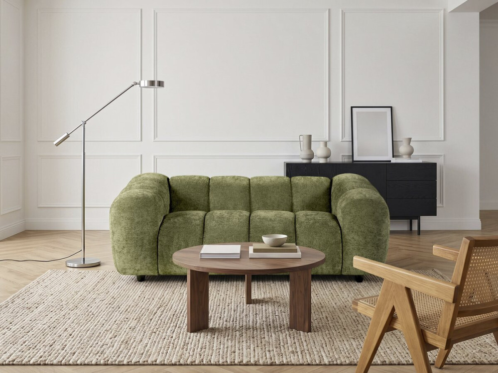 "Courcelles" Fabric Bubble-Style Straight Sofa - 2-Seater - Green
