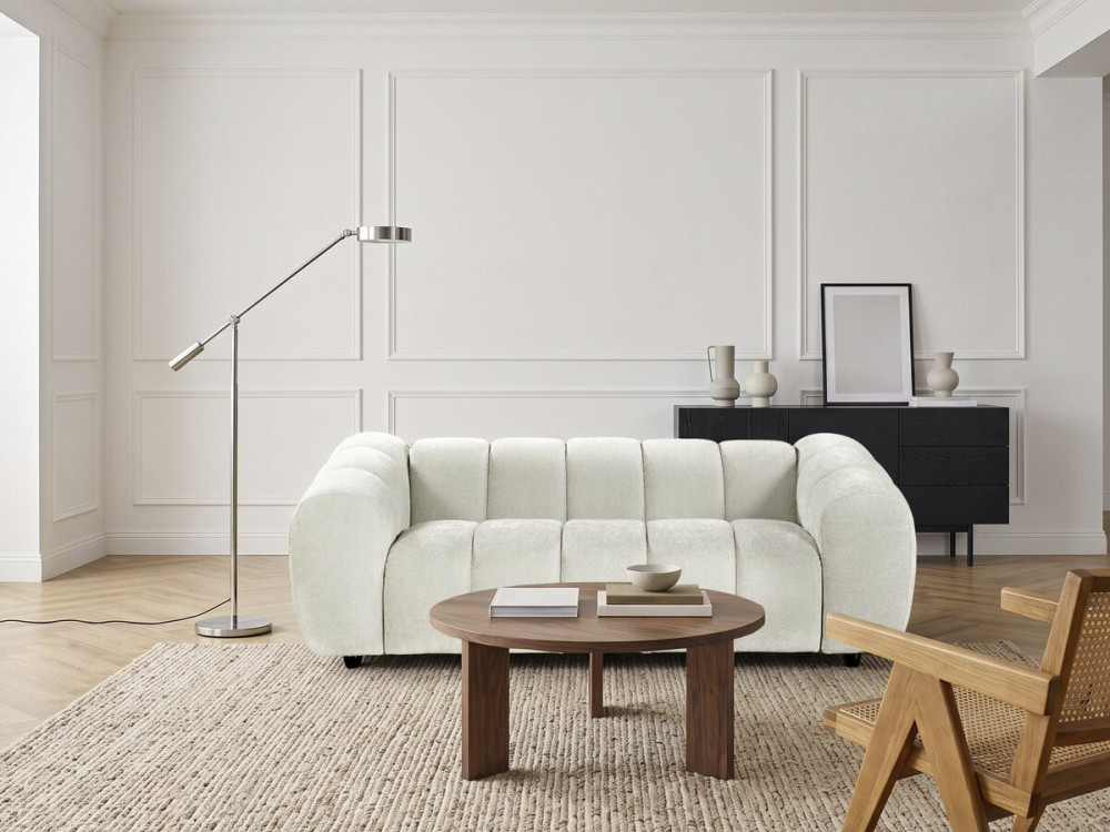 "Courcelles" Fabric Bubble-Style Straight Sofa - 3-Seater - Beige