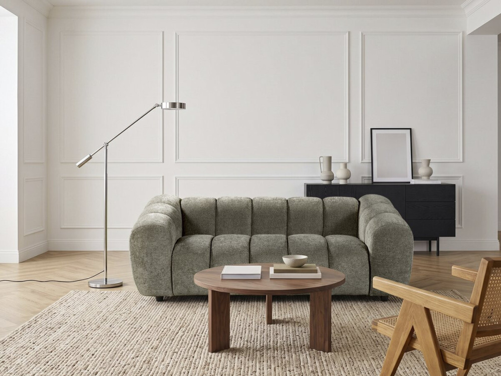 "Courcelles" Fabric Bubble-Style Straight Sofa - 3-Seater - Brown