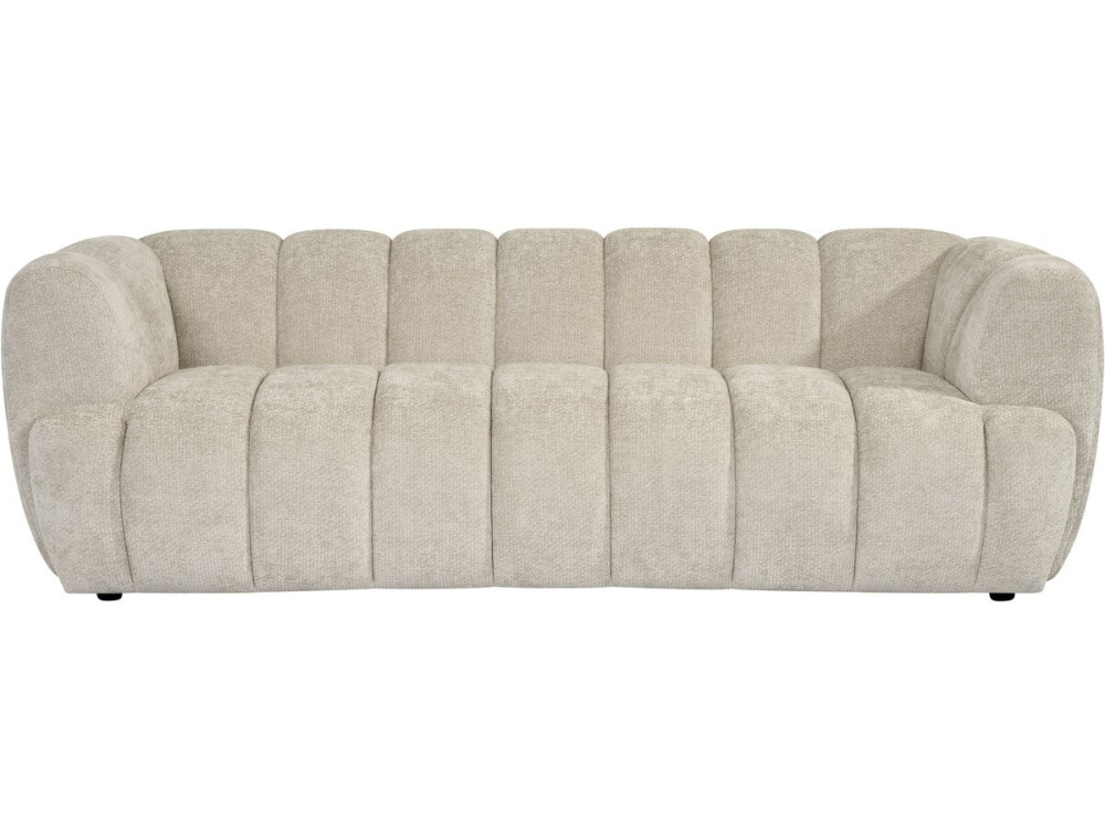 "Malakoff" Fabric Bubble-Style Straight Sofa - 3-Seater - Beige