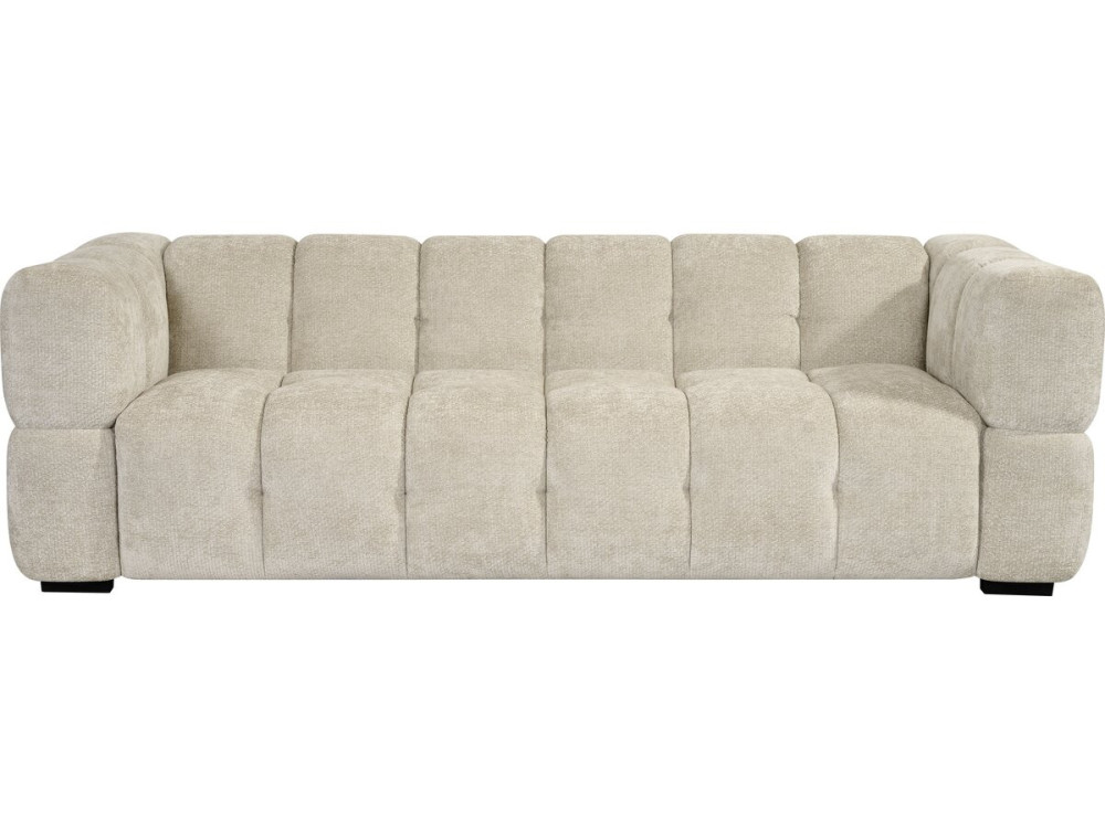 "Spontini" Fabric Bubble-Style Straight Sofa - 3-Seater - Beige