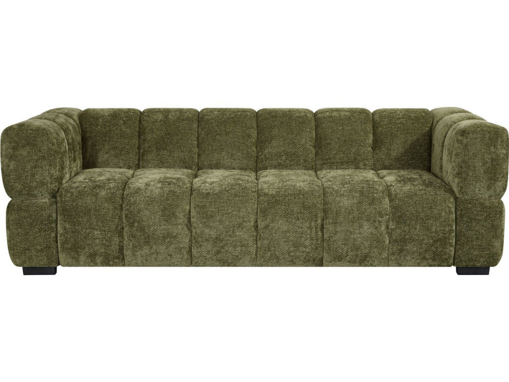 "Spontini" Fabric Bubble-Style Straight Sofa - 3-Seater - Green